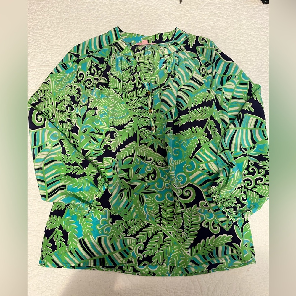 Lilly Pulitzer Elsa Silk Popover Top, Size M